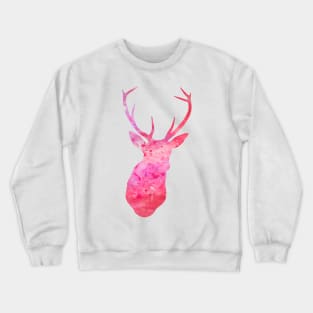 Pink Deer Watercolor Portrait Crewneck Sweatshirt